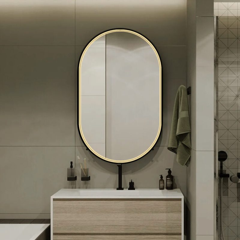Oglindă de baie LED Elit’s Premium cu dezaburire – 50 × 90 cm, ramă neagră