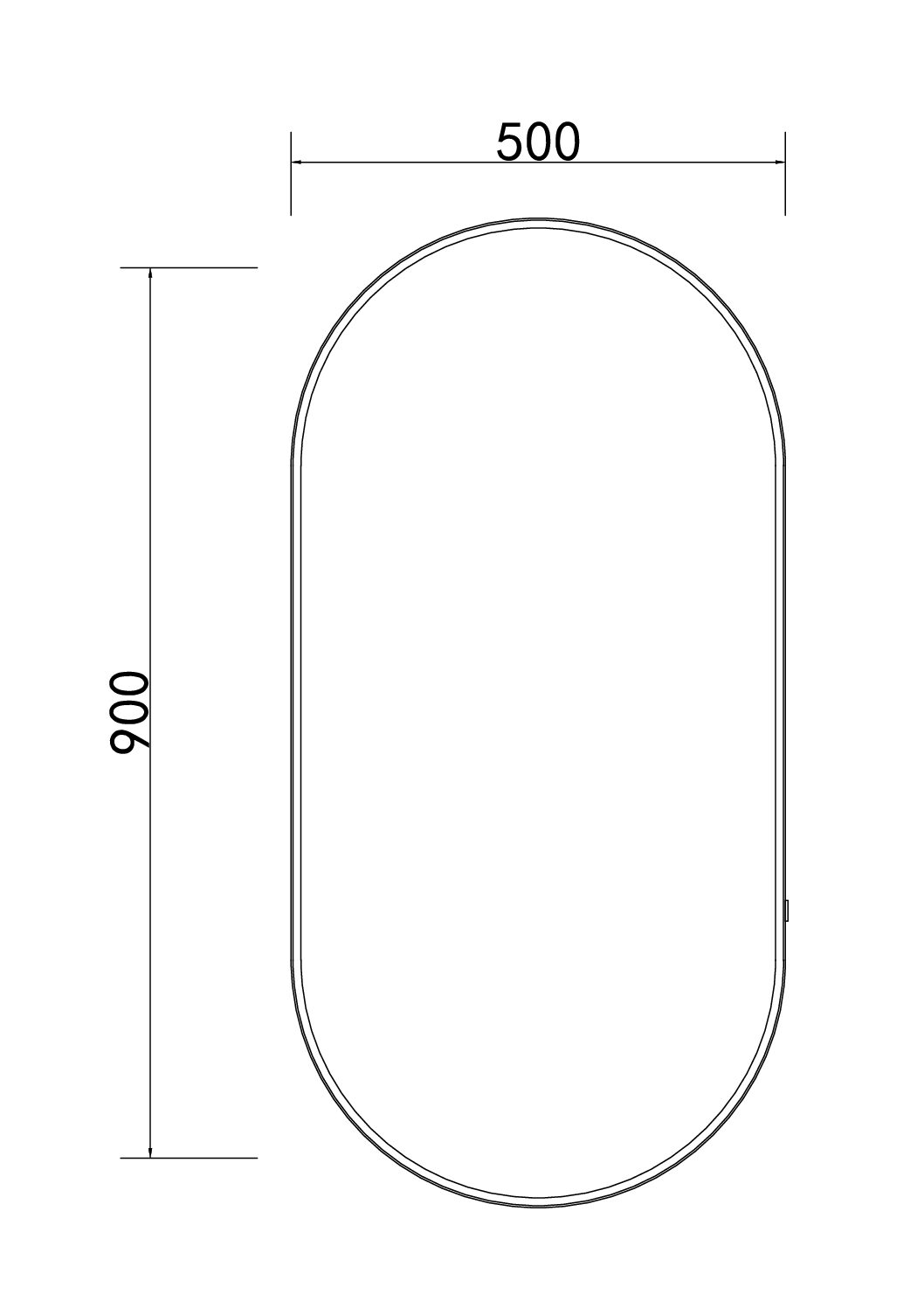 Oglindă de baie LED Elit’s Premium cu dezaburire – 50 × 90 cm, ramă neagră