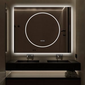 🪞 Oglindă LED cu Touch și Funcție Dezaburire, 3 Tipuri de Lumină – 100x80 cm, Model J193-10080 Smack
