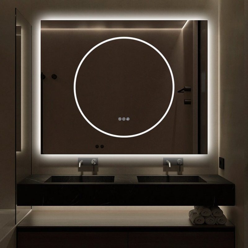 🪞 Oglindă LED cu Touch și Funcție Dezaburire, 3 Tipuri de Lumină – 100x80 cm, Model J193-10080 Smack