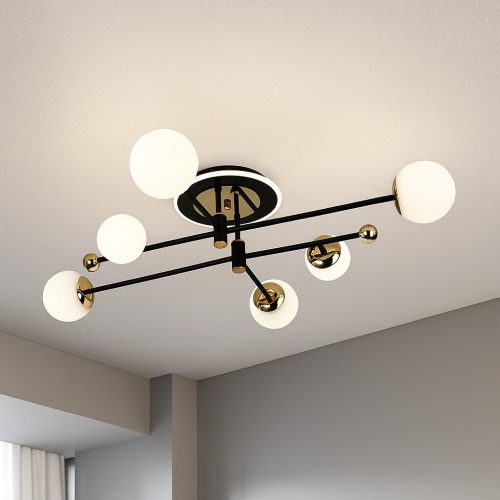 Lustră LED Modernă Negru & Auriu 78W – Model L73043/6BK+FGD
