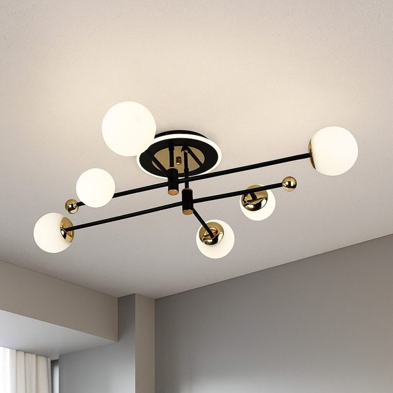 L73043-6 Lustră LED Modernă Negru & Auriu 78W – Model L73043/6BK+FGD