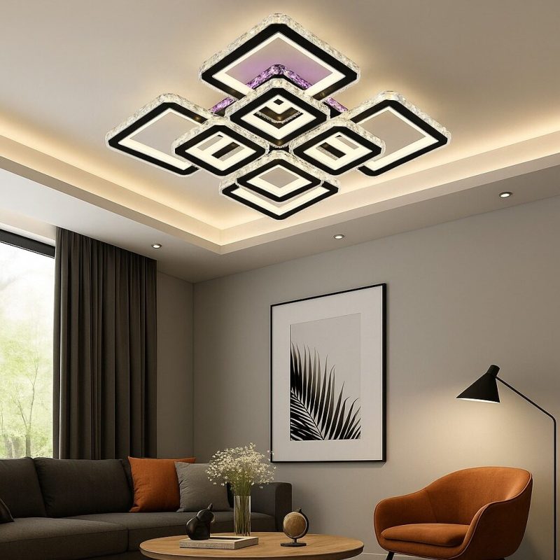💡 Lustra LED L7965/4+4CZ BK+CR Elit's– Eleganță Modernă cu Cristale și Control Complet