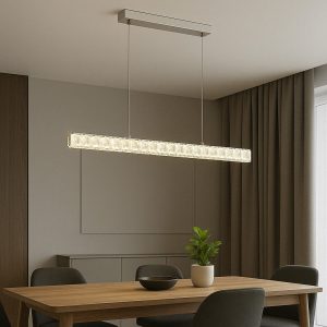 Lustra_LED_suspendata_cu_cristal Pendul LED Suspendat cu Cristale, 56W, 800×55×1500 mm Elit's