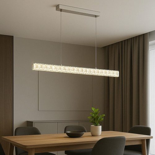 Pendul LED Suspendat cu Cristale, 56W, 800×55×1500 mm Elit's