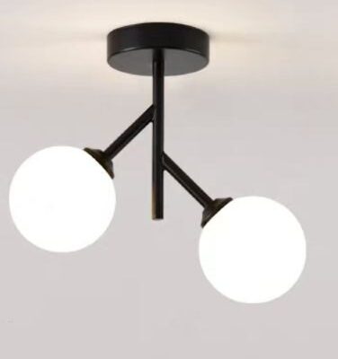 Lustra cu Sticlă 350-2 BK Elit's– Design Modern, cu 2 Socluri E27