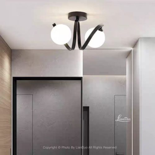 Lustra cu Sticlă 336-2 BK Elit's– Design Modern, cu 2 Socluri E27