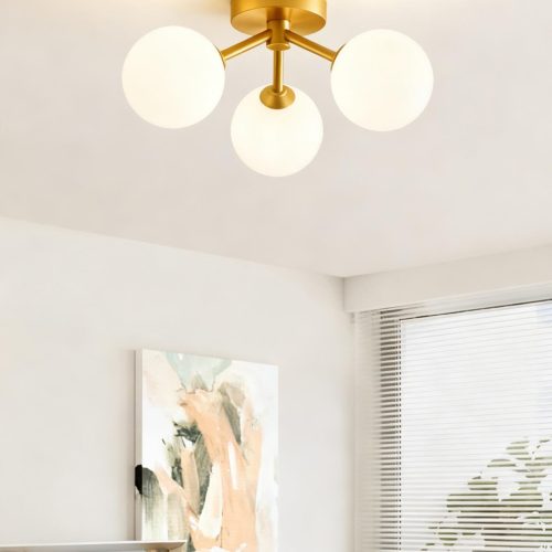 Lustra cu Sticlă 359-3 GD Elit's– Design Elegant, cu 3 Socluri E27