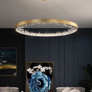 Lustra LED G23529-40 GD Elit's– 50W, Design Modern, cu Telecomandă și Lumină Reglabilă