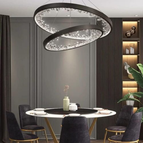 Lustra LED G23529-40+60 BK Elit's– 126W, Design Modern, cu Telecomandă și Lumină Reglabilă