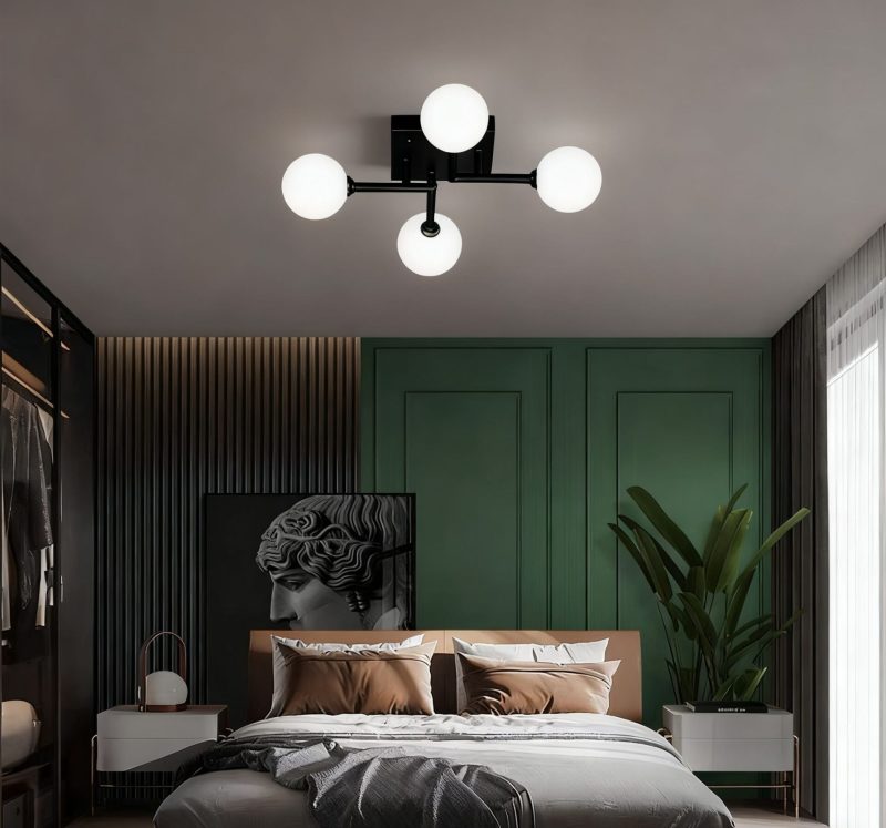 💡 Lustra DN06-4 – Minimalism Funcțional cu 4 Abajururi Opal