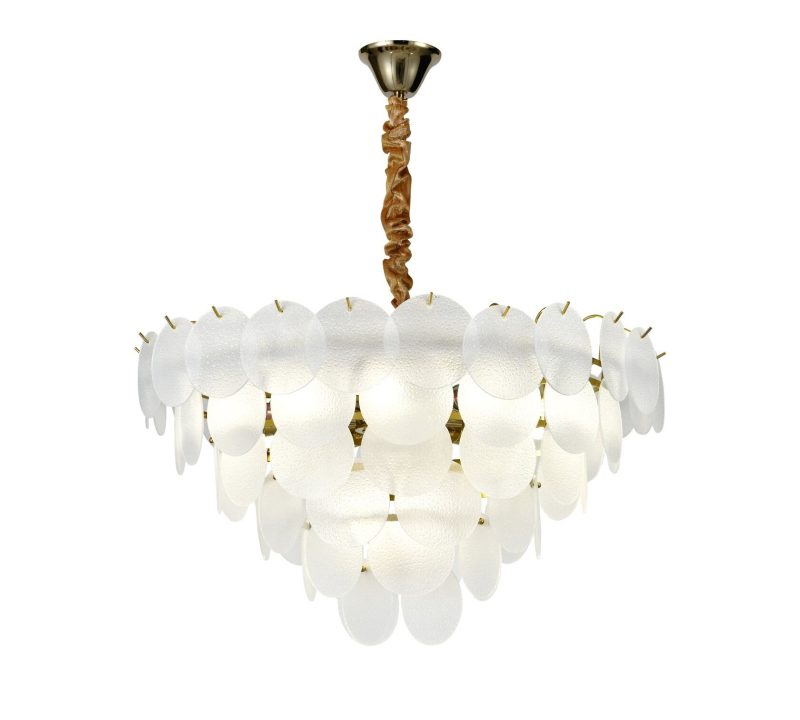 Candelabru Modern cu Sticlă Mată Elit's, 15 Becuri E27, Ø75 cm, H42 cm – Model 5867-750 TB