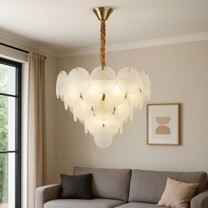 Candelabru Modern cu Sticlă Mată Elit's, 15 Becuri E27, Ø75 cm, H42 cm – Model 5867-750 TB