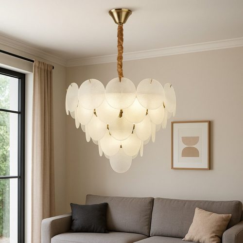 Candelabru Modern cu Sticlă Mată Elit's, 15 Becuri E27, Ø75 cm, H42 cm – Model 5867-750 TB