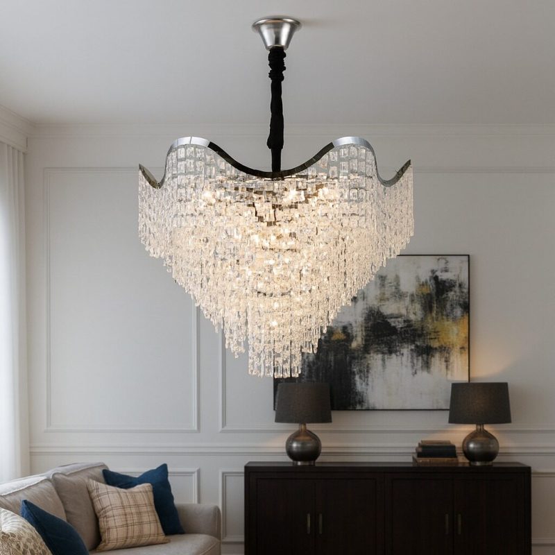Candelabru Elegant Ø780 mm, 18 Becuri E27 Elit's, Design Chrom, H620 mm – Model 78006-780 CH