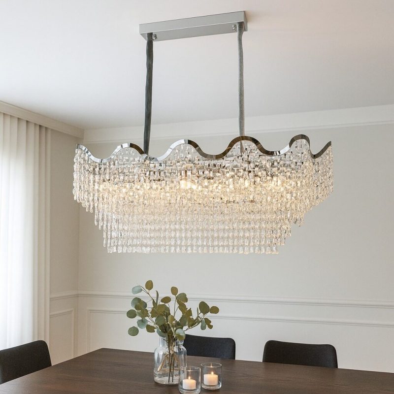 Candelabru Modern L1100 mm Elit's, H420 mm, 12 Becuri E27 – Model 78006-1100-400 CH
