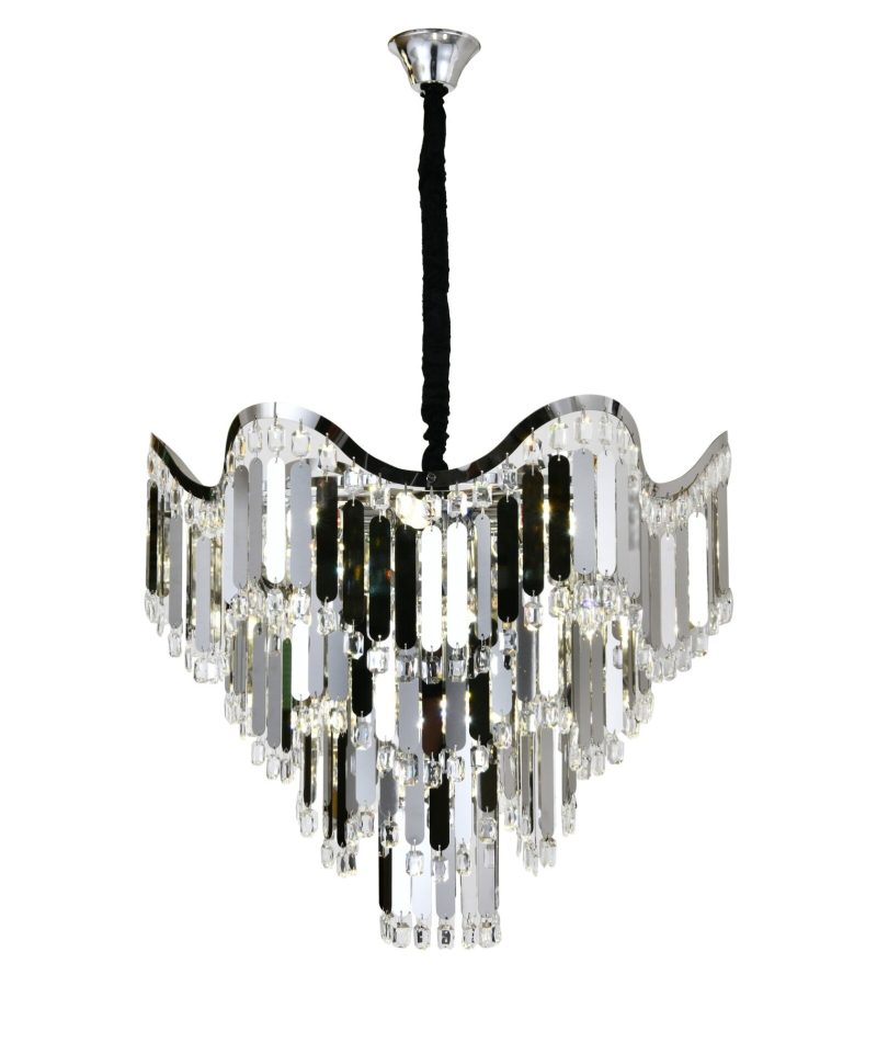 Candelabru Modern Ø600 mm, 12 Becuri E27 Elit's, Design Chrom, H556 mm – Model 78012-600 CH