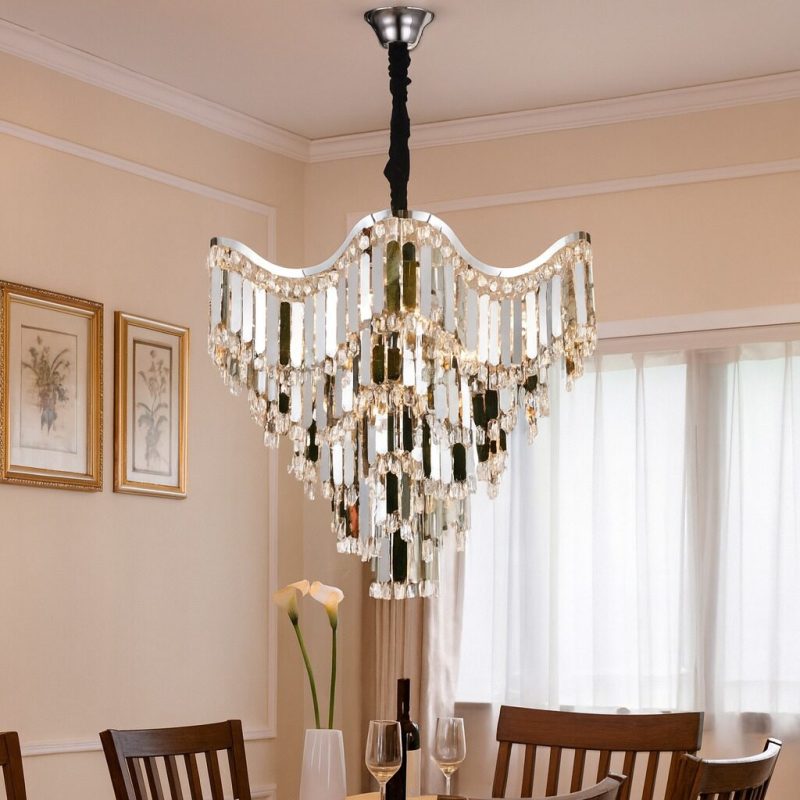 Candelabru Modern Ø780 mm, 18 Becuri E27 Elit's, Design Chrom, H656 mm – Model 78012-780 CH