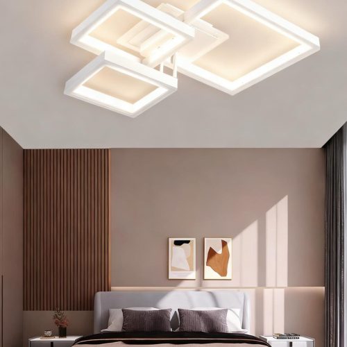 Lustră 5702 WH cu Telecomandă, 61×2W, 3 Culori de Lumină, Design Modern Alb Elit's, 470×470×120 mm