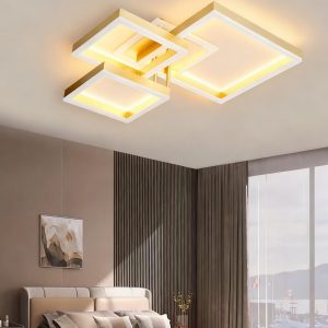 Lustră 5702 GD cu Telecomandă, 61×2W, 3 Culori de Lumină, Design Modern Auriu Elit's, 470×470×120 mm