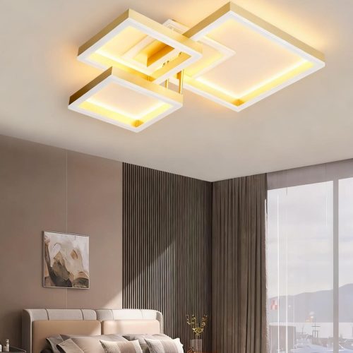 Lustră 5702 GD cu Telecomandă, 61×2W, 3 Culori de Lumină, Design Modern Auriu Elit's, 470×470×120 mm