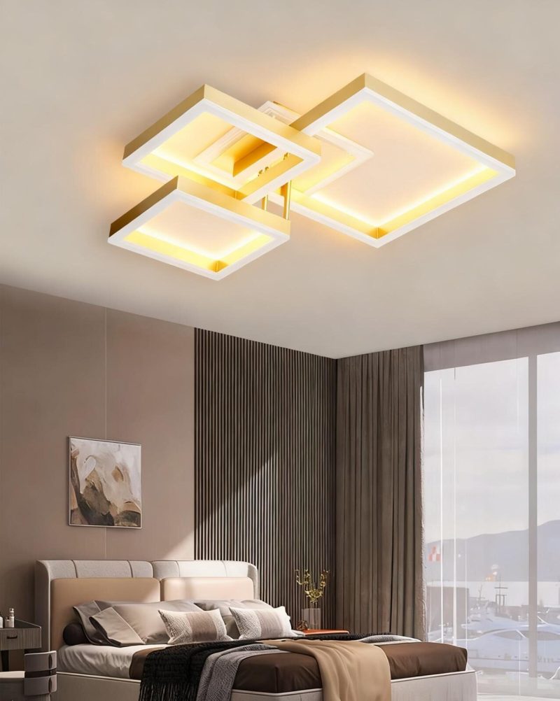 Lustră 5702 GD cu Telecomandă, 61×2W, 3 Culori de Lumină, Design Modern Auriu Elit's, 470×470×120 mm