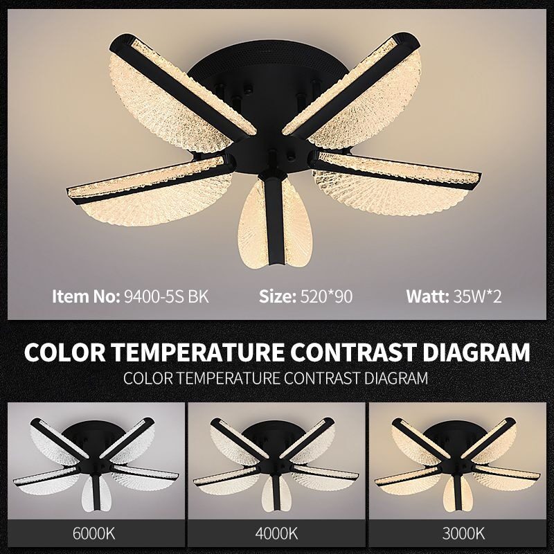 Lustră LED cu telecomandă – Cod 9400-5 BK (35×2W) Elit's