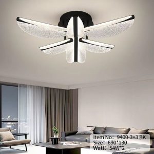 Lustră LED cu telecomandă – Cod 9400-3+3 BK (54×2W) Elit's