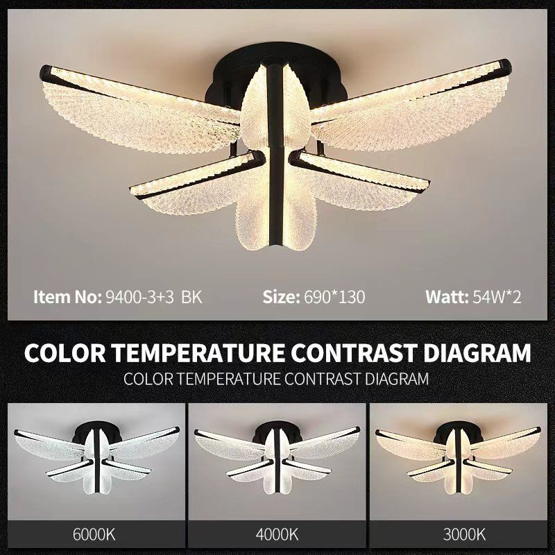Lustră LED cu telecomandă – Cod 9400-3+3 BK (54×2W) Elit's