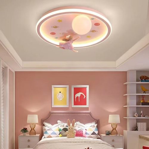 Lustră LED pentru Camera Copiilor,Elit's Design Fetiță cu Balon, Ø540 mm, 3 Culori de Lumină