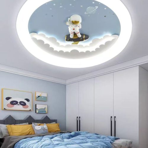 Lustră LED pentru Camera Copiilor,Elit's Design Astronaut pe Rachetă, Ø550 mm, 3 Culori de Lumină