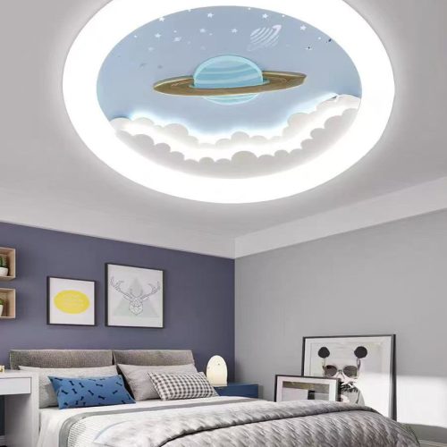 Lustră LED pentru Camera Copiilor,Elit's Design Planetă cu Inele, Ø550 mm, 3 Culori de Lumină