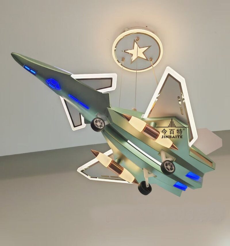 0c569296-a6b7-4022-aae8-73ede678 Pendul Avion Model D188 – 240W, 3 Tipuri de Lumină, Telecomandă, Înălțime Reglabilă, Verde