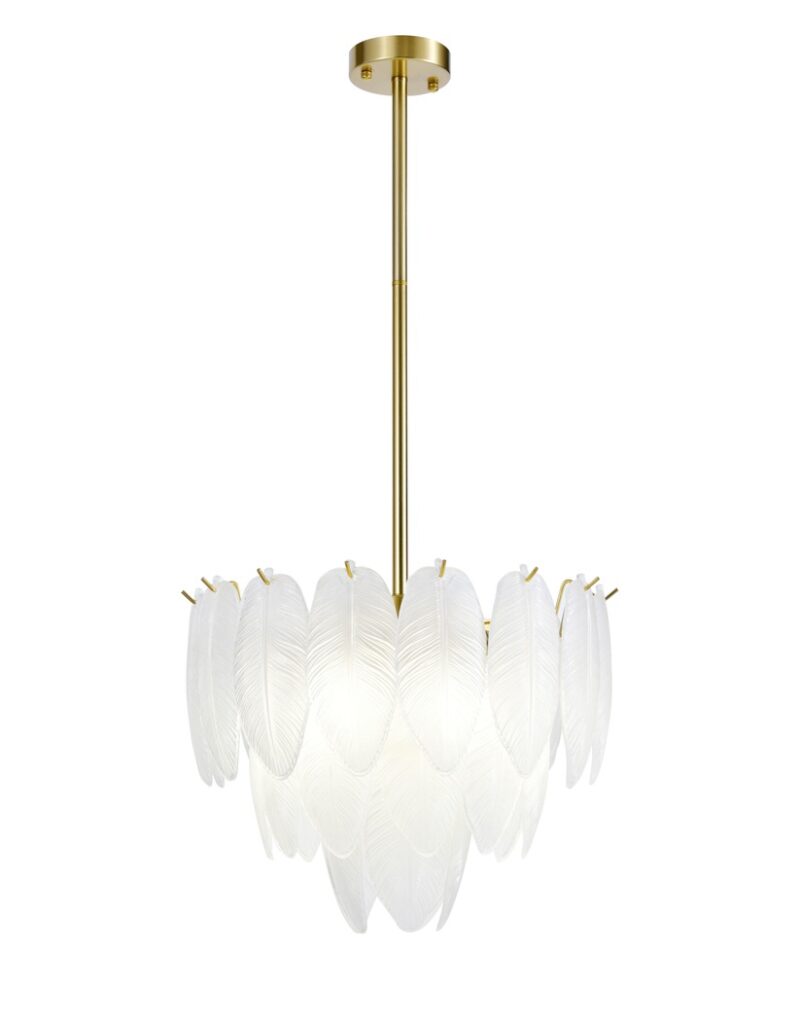 Candelabru Model 5866-400 – Textură Sticlă & Metal, 6x E27, Auriu