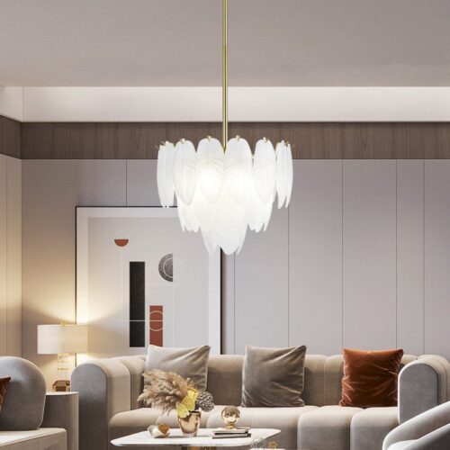 Candelabru Model 5866-400 – Textură Sticlă & Metal, 6x E27, Auriu