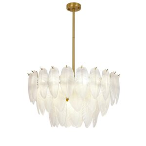 Candelabru Model 5866-600 – Textură Sticlă & Metal, 10x E27, Auriu