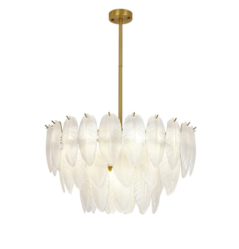 Candelabru Model 5866-600 – Textură Sticlă & Metal, 10x E27, Auriu