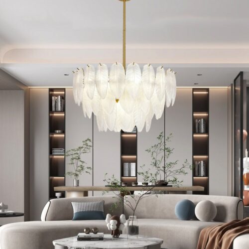 Candelabru Model 5866-600 – Textură Sticlă & Metal, 10x E27, Auriu