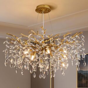 81BBEyeytaL._AC_SL1500 Candelabru Model 33007-460 – Textură Cristal & Metal, 6 x E14, Auriu