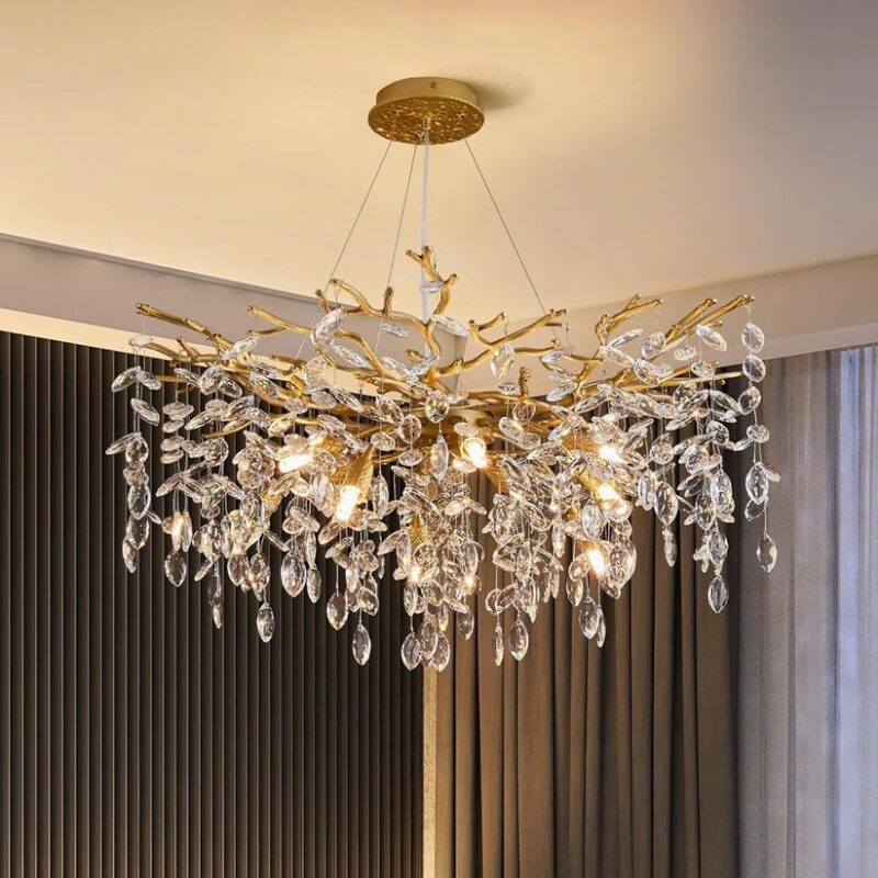 81bnfYCij3L._AC_SL1500 Candelabru Model 33007-460 – Textură Cristal & Metal, 6 x E14, Auriu