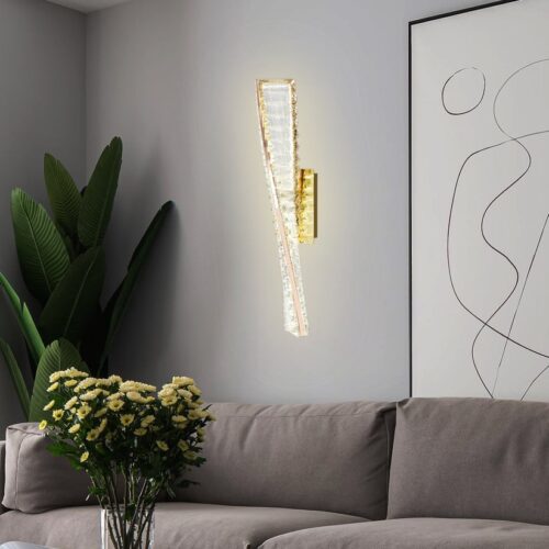 Aplică LED Model B75-500 – Textură Cristal, 3 Tipuri de Lumină, 18W, Auriu