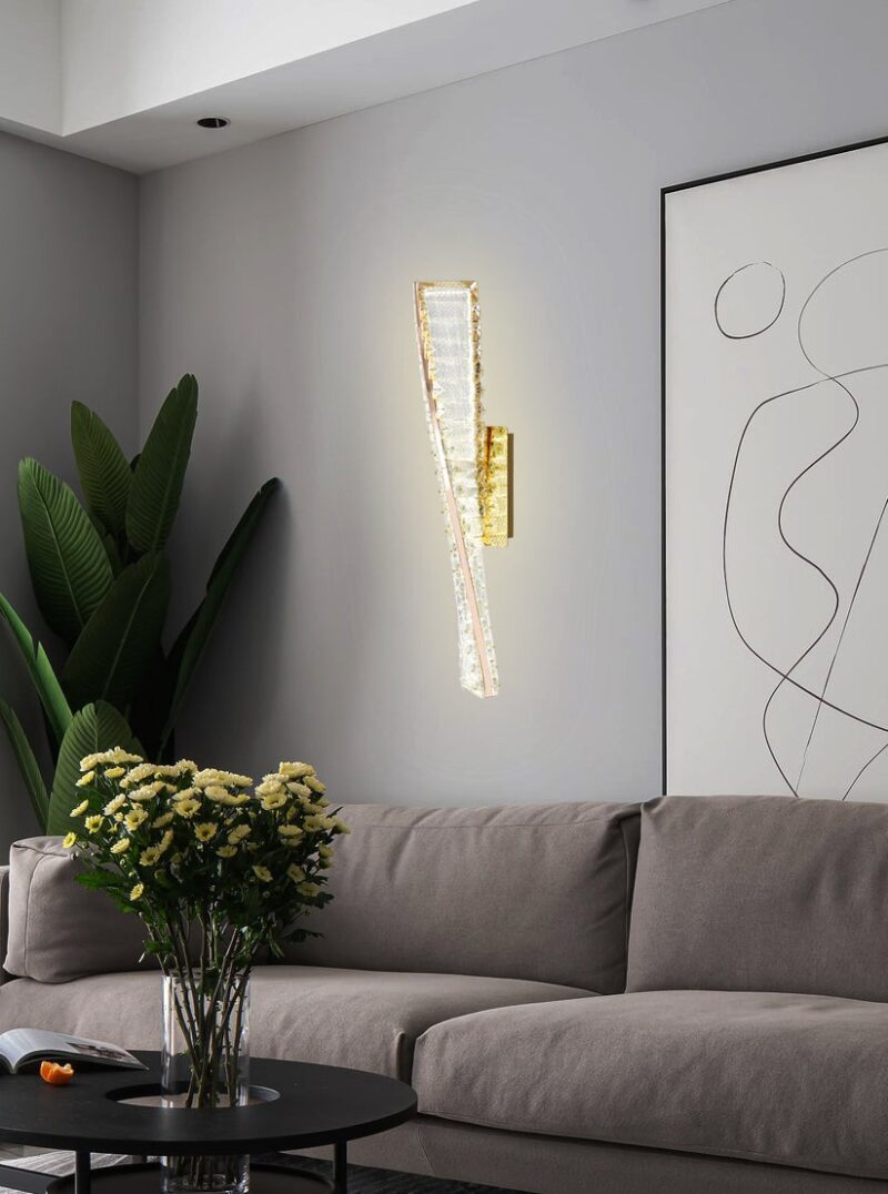 Aplică LED Model B75-500 – Textură Cristal, 3 Tipuri de Lumină, 18W, Auriu