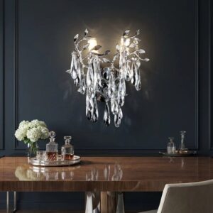 Aplică Model W1117-2 – Textură Cristal & Metal, 2 x E14, Argintiu