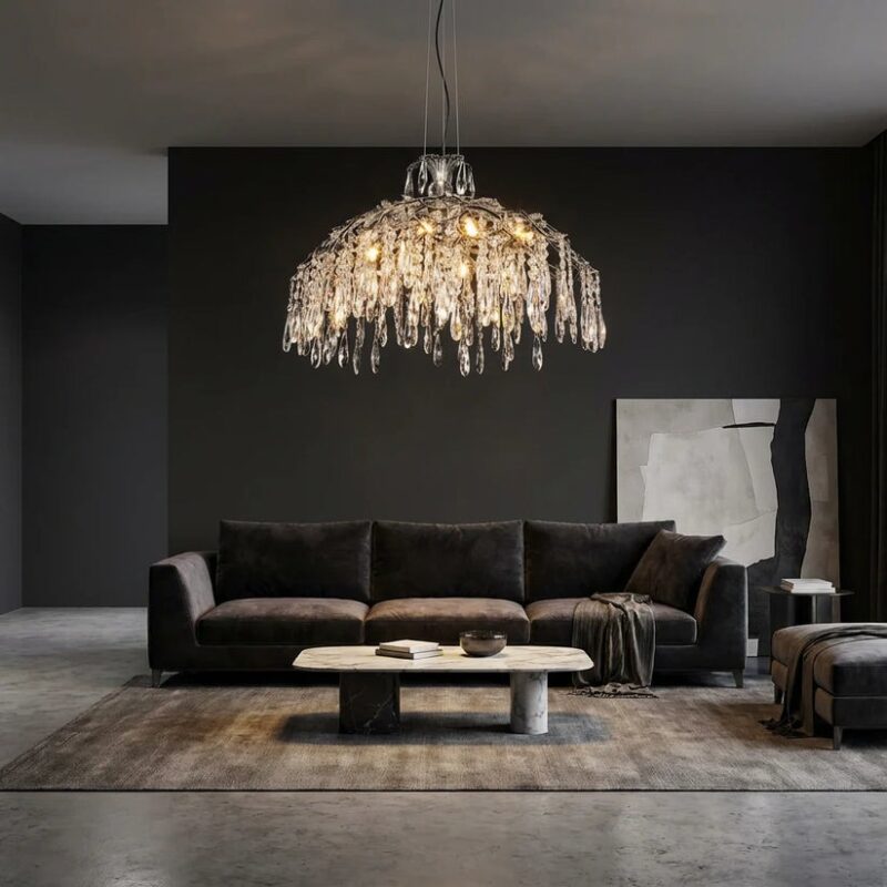 Beca_victor_Elegant_crystal_chan (1) Candelabru Model 33121-800 – Textură Cristal & Metal, 10 x E14, Argintiu