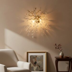 Aplică Model W33007-2L – Textură Cristal & Metal, 2 x E14, Auriu