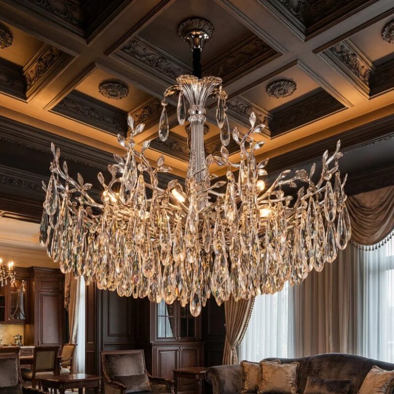 Beca_victor_Luxury_crystal_chand Candelabru Model 1117-600 – Textură Cristal & Metal, 8 x E14, Argintiu