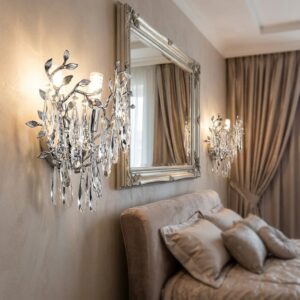 Aplică Model W1117-2 – Textură Cristal & Metal, 2 x E14, Argintiu