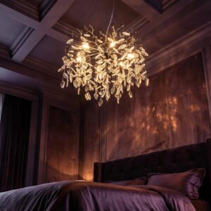 Candelabru Model 33122-500 – Textură Cristal & Metal, 6 x E14, Argintiu