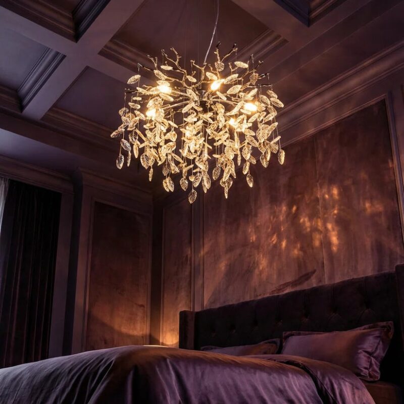 Candelabru Model 33122-500 – Textură Cristal & Metal, 6 x E14, Argintiu