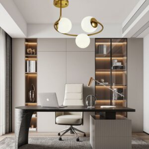 F78-3 Lustră Model F78-3 cu Abajururi – 3x E27, Auriu